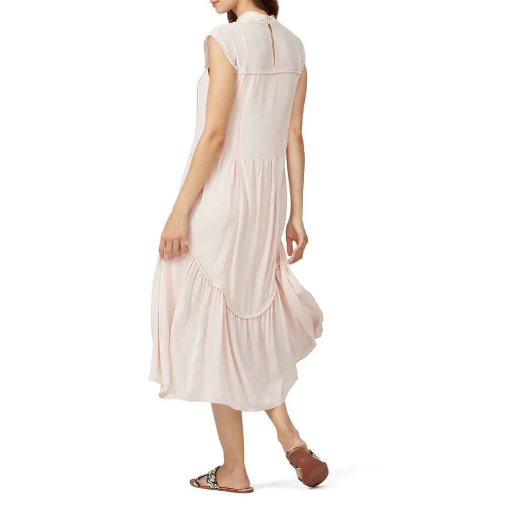 See by Chloe‎ Pink High Neck Cap Sleeve Tiered Shift Midi Dress Size 38 - Picture 2 of 7